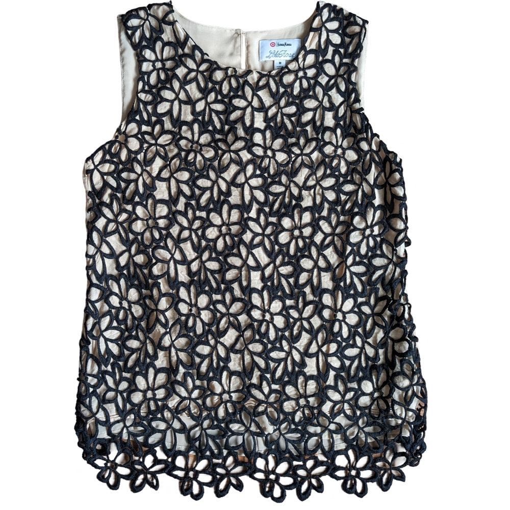 Lela Rose for Newman Marcus top, black on the front, beige lining.